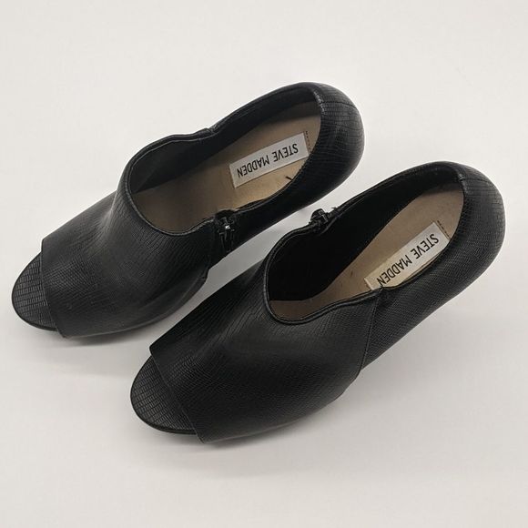 Steve Madden Crocodile Nile Black Peep Toe 5" Stilettos Sz 11 EUC - Picture 2 of 14